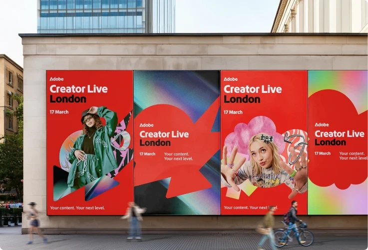 Creator Live London campaign posters on a building wall