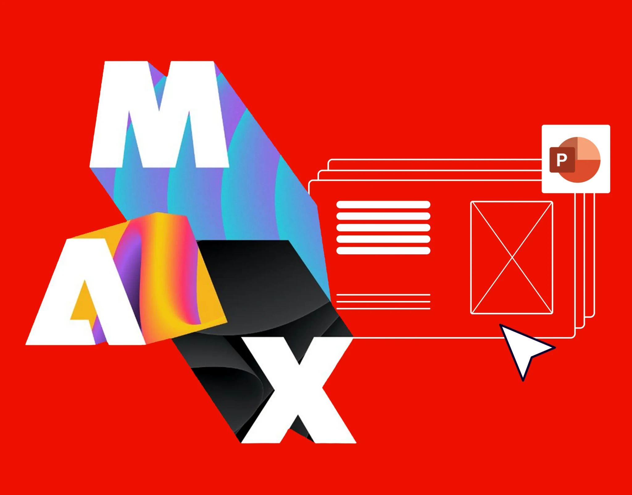 The MAX lettering beside stacked presentation slides with a PowerPoint icon