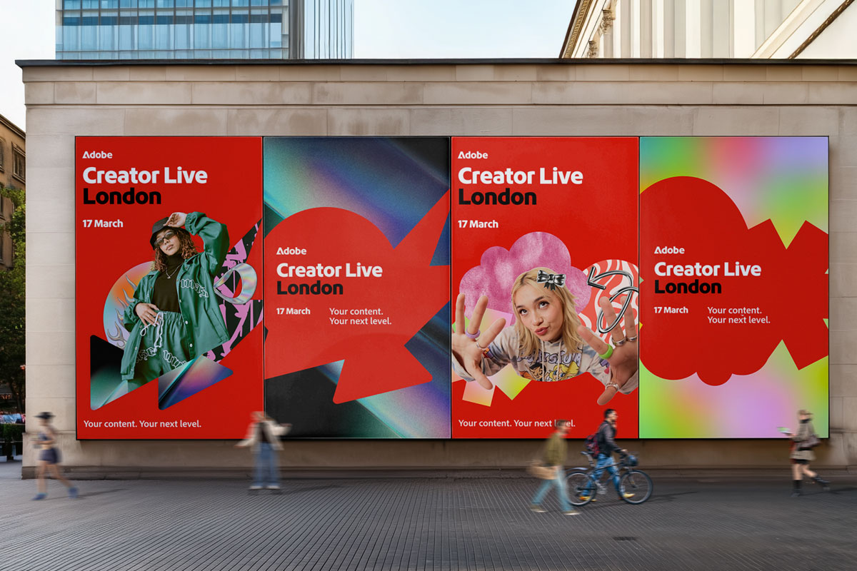 Adobe Creator Live London Plakate an einer Häuserfassade